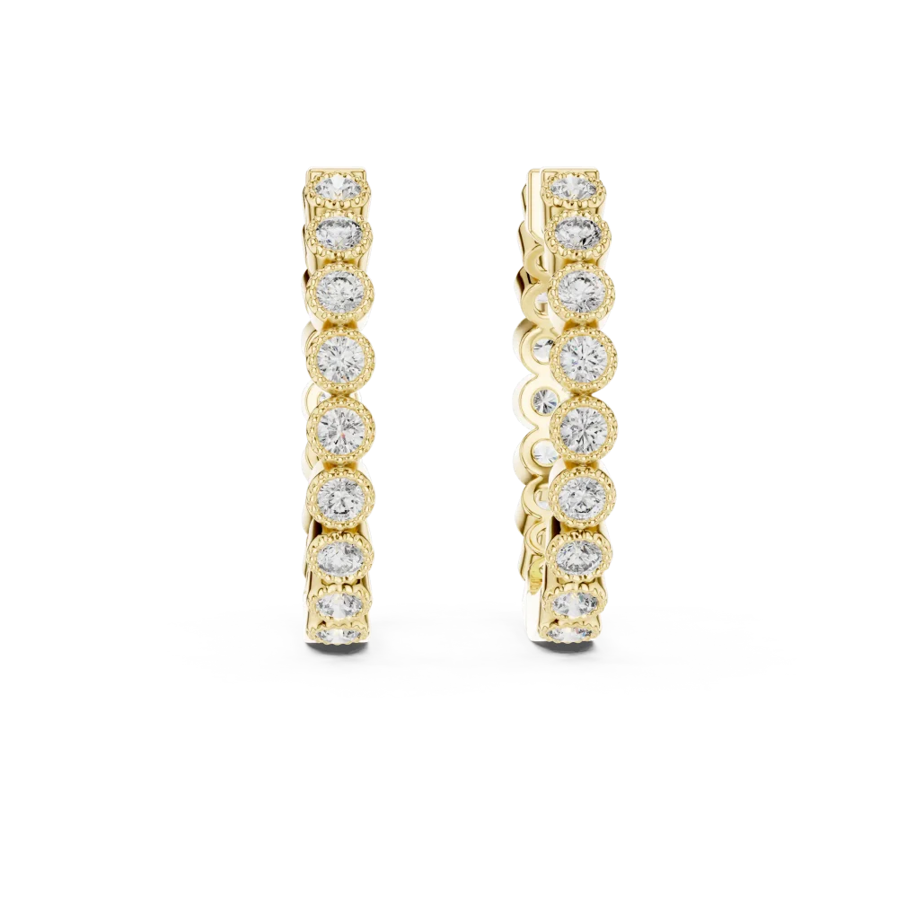 Luminary Round Bezel-Set Pavé-Set Hoop Earrings - Image 2
