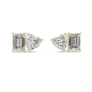 Symmetry Heart and Emerald Cut Duo Stud Earrings - Image 3