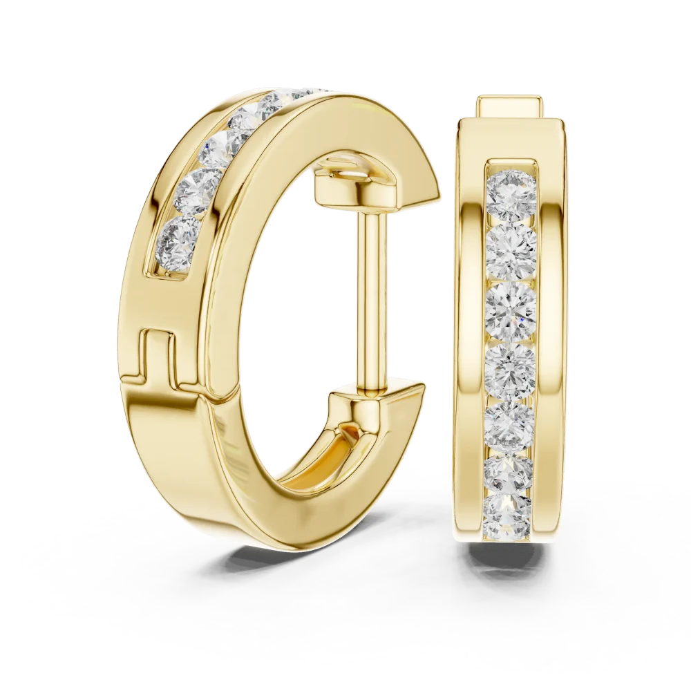 Symmetry Round Brilliant Channel Set Hoop Earrings - Image 3