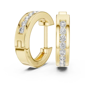 Symmetry Round Brilliant Channel Set Hoop Earrings - Image 3