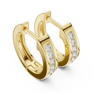 Symmetry Round Brilliant Channel Set Hoop Earrings