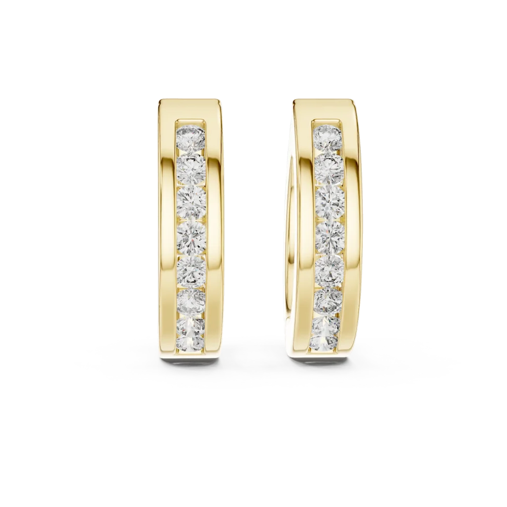 Symmetry Round Brilliant Channel Set Hoop Earrings - Image 2