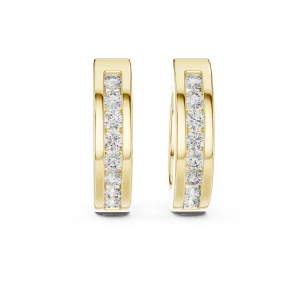Symmetry Round Brilliant Channel Set Hoop Earrings - Image 2