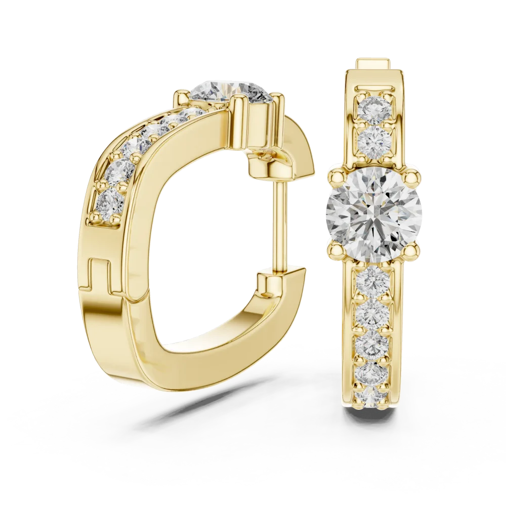 Luminary Round Brilliant Pavé-Set Solitaire Hoop Earrings - Image 3