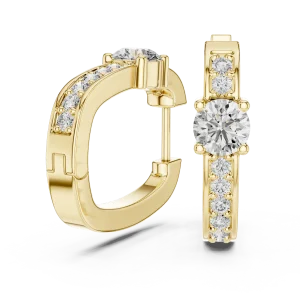 Luminary Round Brilliant Pavé-Set Solitaire Hoop Earrings - Image 3