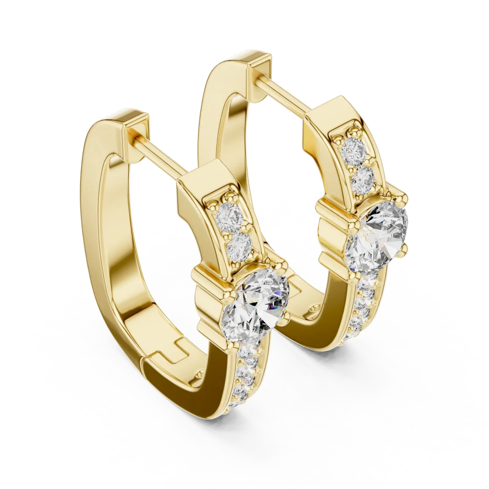 Discover the radiant allure of these round lab-grown diamond solitaire hoop earrings. Expertly handcrafted for timeless elegance. Shop the look now.