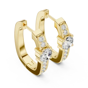 Luminary Round Brilliant Pavé-Set Solitaire Hoop Earrings