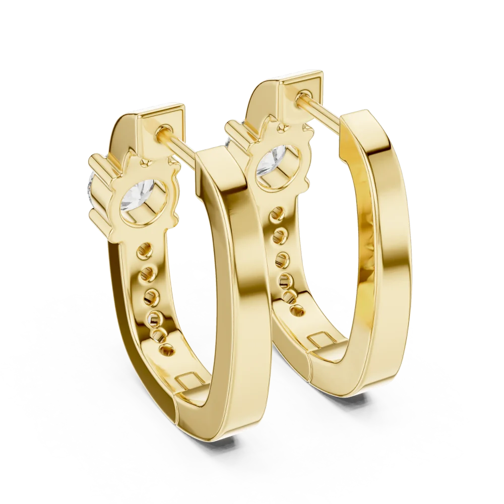 Luminary Round Brilliant Pavé-Set Solitaire Hoop Earrings - Image 4