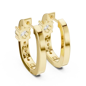 Luminary Round Brilliant Pavé-Set Solitaire Hoop Earrings - Image 4