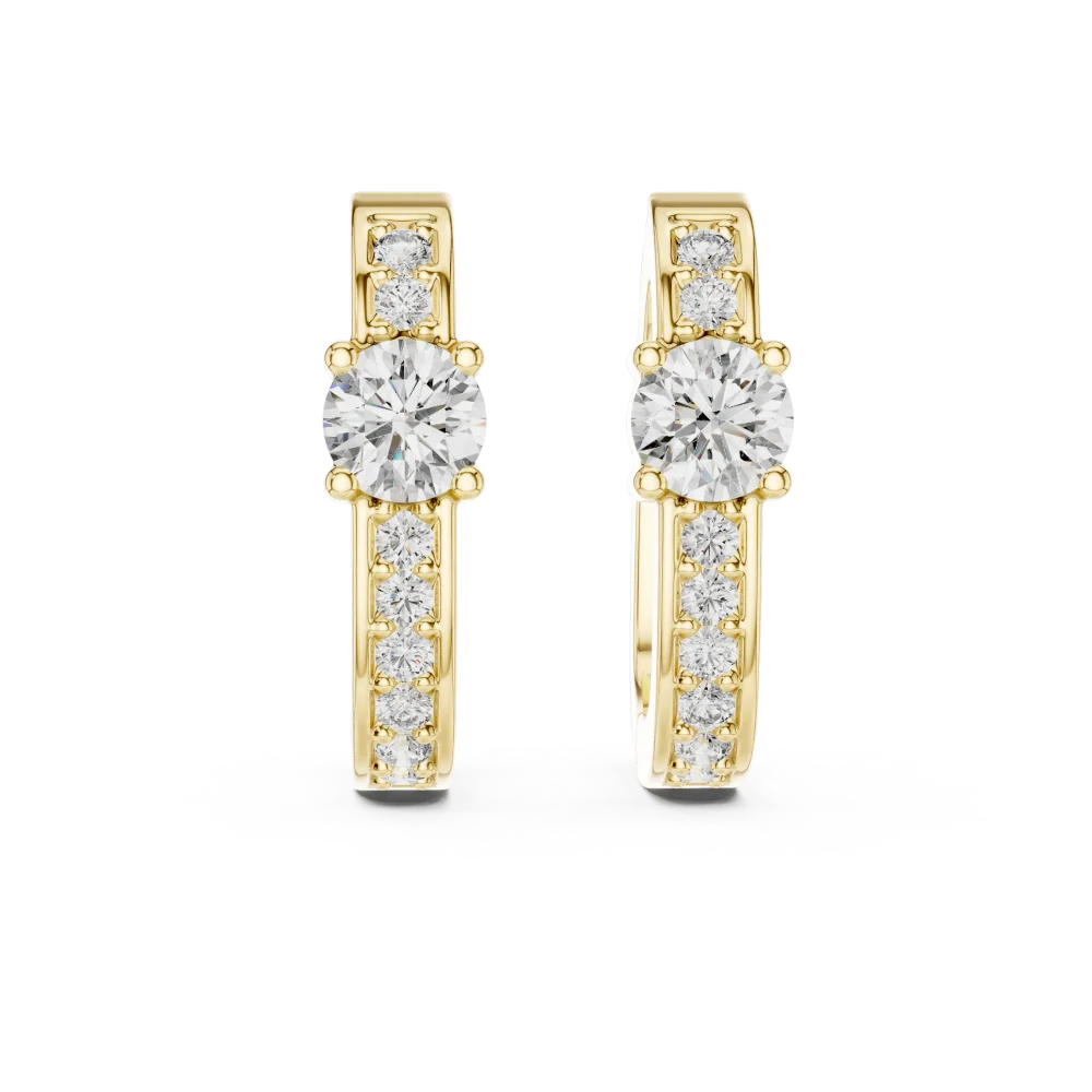 Luminary Round Brilliant Pavé-Set Solitaire Hoop Earrings - Image 2
