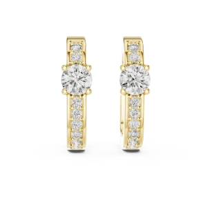 Luminary Round Brilliant Pavé-Set Solitaire Hoop Earrings - Image 2