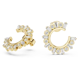 Architectural Round and Baguette Luminary Hoop Stud Earrings - Image 3