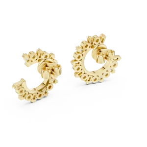 Architectural Round and Baguette Luminary Hoop Stud Earrings - Image 4