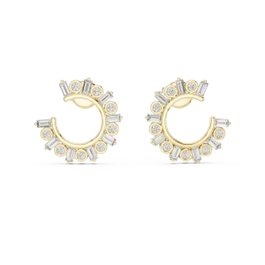 Architectural Round and Baguette Luminary Hoop Stud Earrings - Image 2