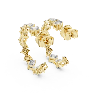 Architectural Geometric Multi-Shape Diamond Hoop Earrings - Image 4