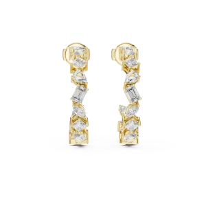 Architectural Geometric Multi-Shape Diamond Hoop Earrings - Image 2