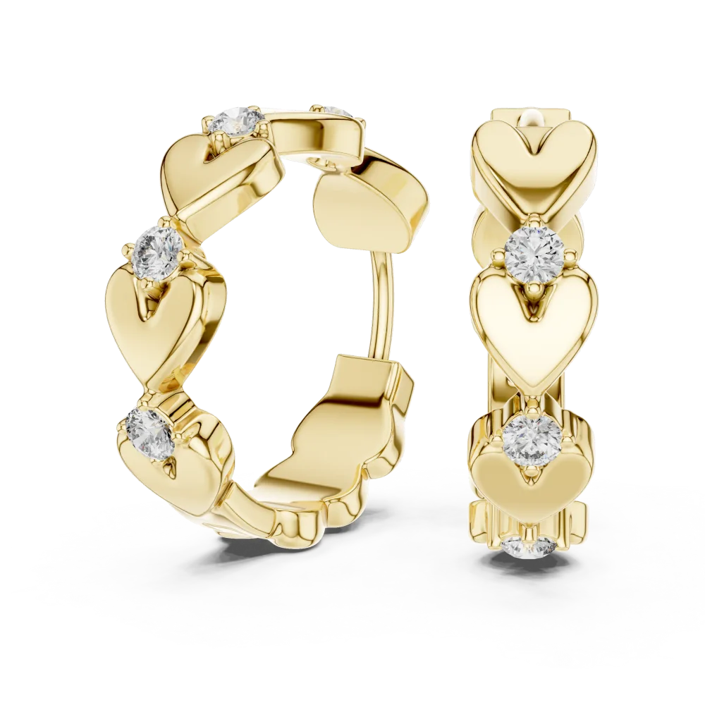 Ethereal Heart Silhouette Round Brilliant Pavé-Set Hoop Earrings - Image 3