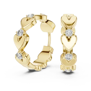Ethereal Heart Silhouette Round Brilliant Pavé-Set Hoop Earrings - Image 3