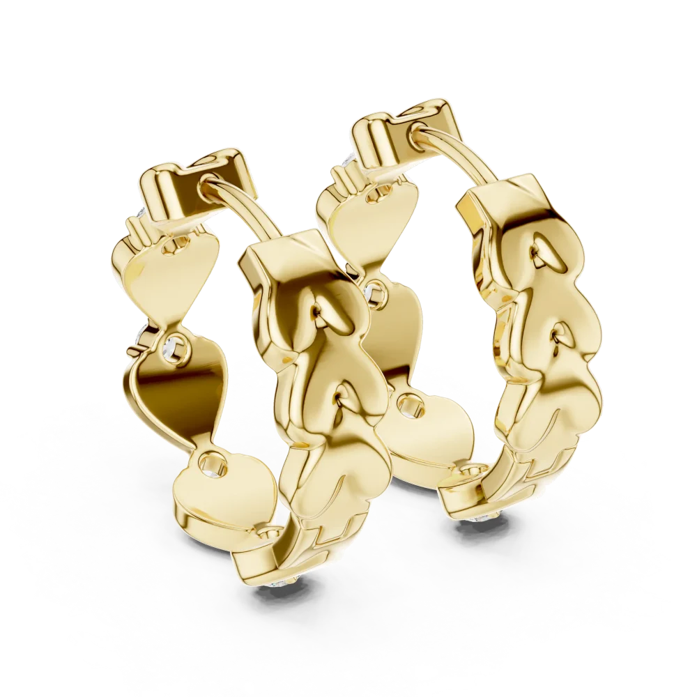 Ethereal Heart Silhouette Round Brilliant Pavé-Set Hoop Earrings - Image 4