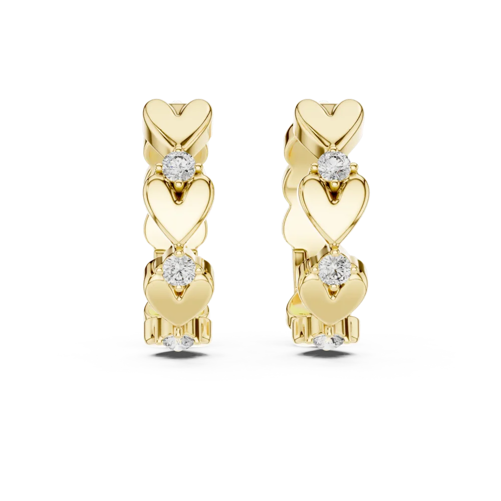 Ethereal Heart Silhouette Round Brilliant Pavé-Set Hoop Earrings - Image 2
