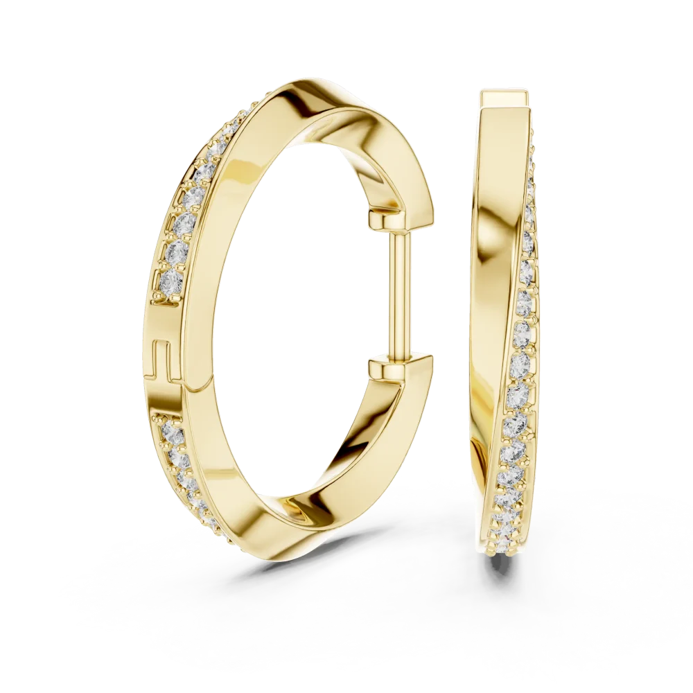 Luminary Round Brilliant Pavé-Set Architectural Hoop Earrings - Image 3