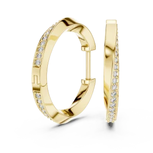 Luminary Round Brilliant Pavé-Set Architectural Hoop Earrings - Image 3