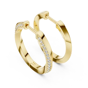 Luminary Round Brilliant Pavé-Set Architectural Hoop Earrings
