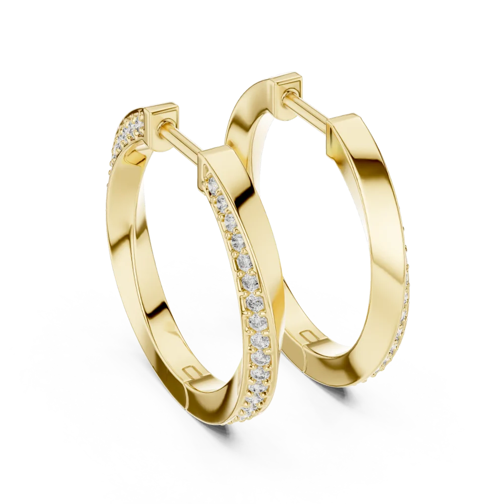 Luminary Round Brilliant Pavé-Set Architectural Hoop Earrings - Image 4