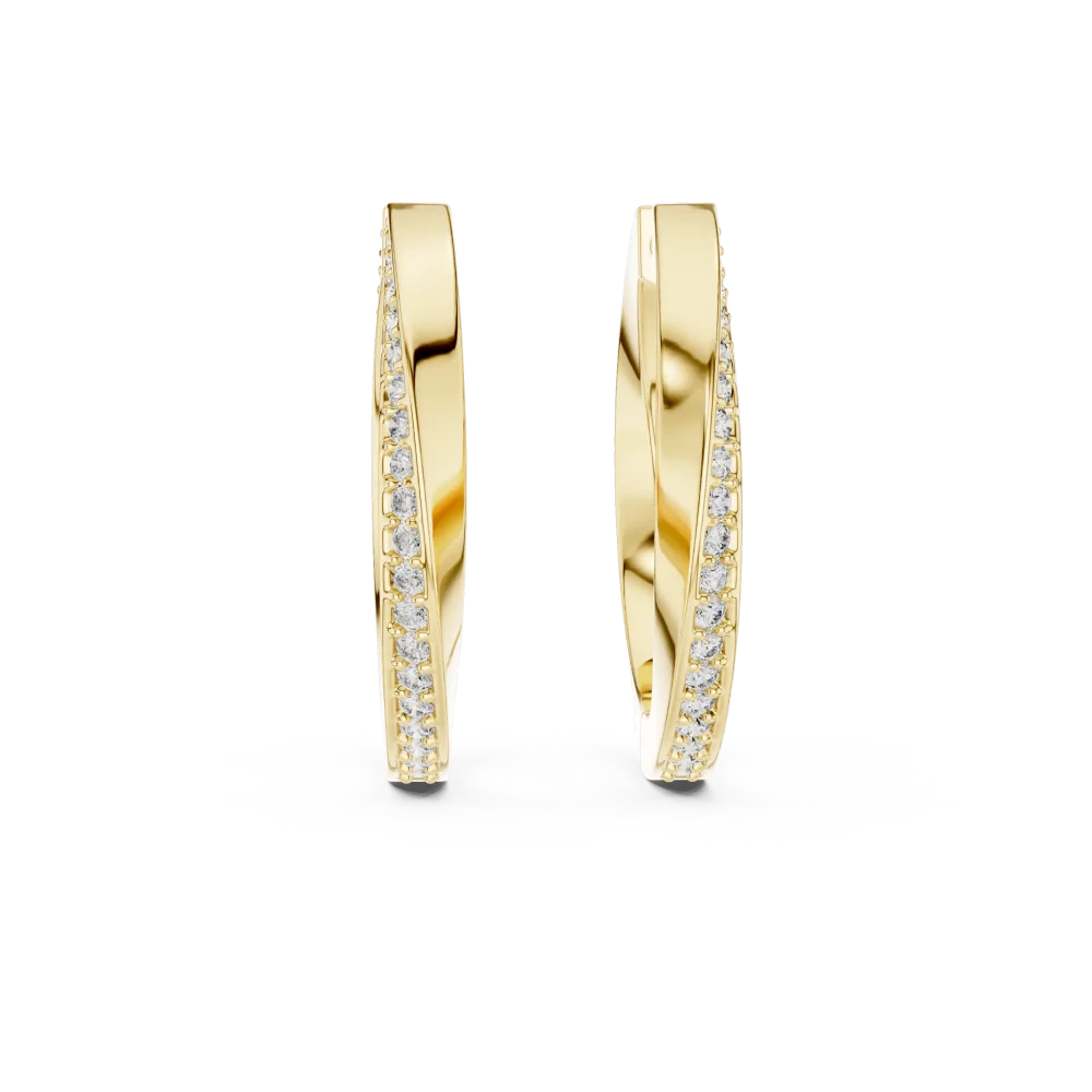 Luminary Round Brilliant Pavé-Set Architectural Hoop Earrings - Image 2