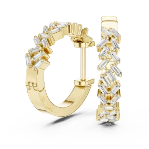 Architectural Baguette Chevron Hoop Earrings - Image 3