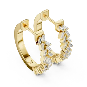 Architectural Baguette Chevron Hoop Earrings