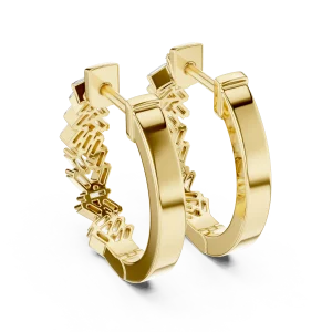 Architectural Baguette Chevron Hoop Earrings - Image 4