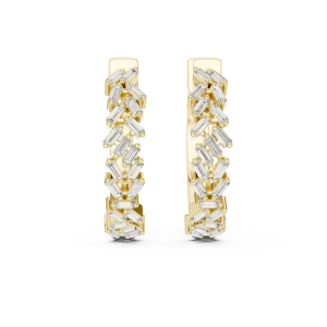 Architectural Baguette Chevron Hoop Earrings - Image 2