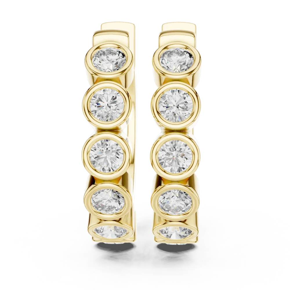 Architectural Round Brilliant Bezel-Set Hoop Earrings - Image 2