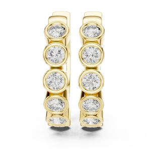 Architectural Round Brilliant Bezel-Set Hoop Earrings - Image 2