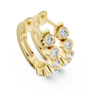 Architectural Round Brilliant Bezel-Set Hoop Earrings