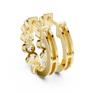 Architectural Round Brilliant Bezel-Set Hoop Earrings - Image 3