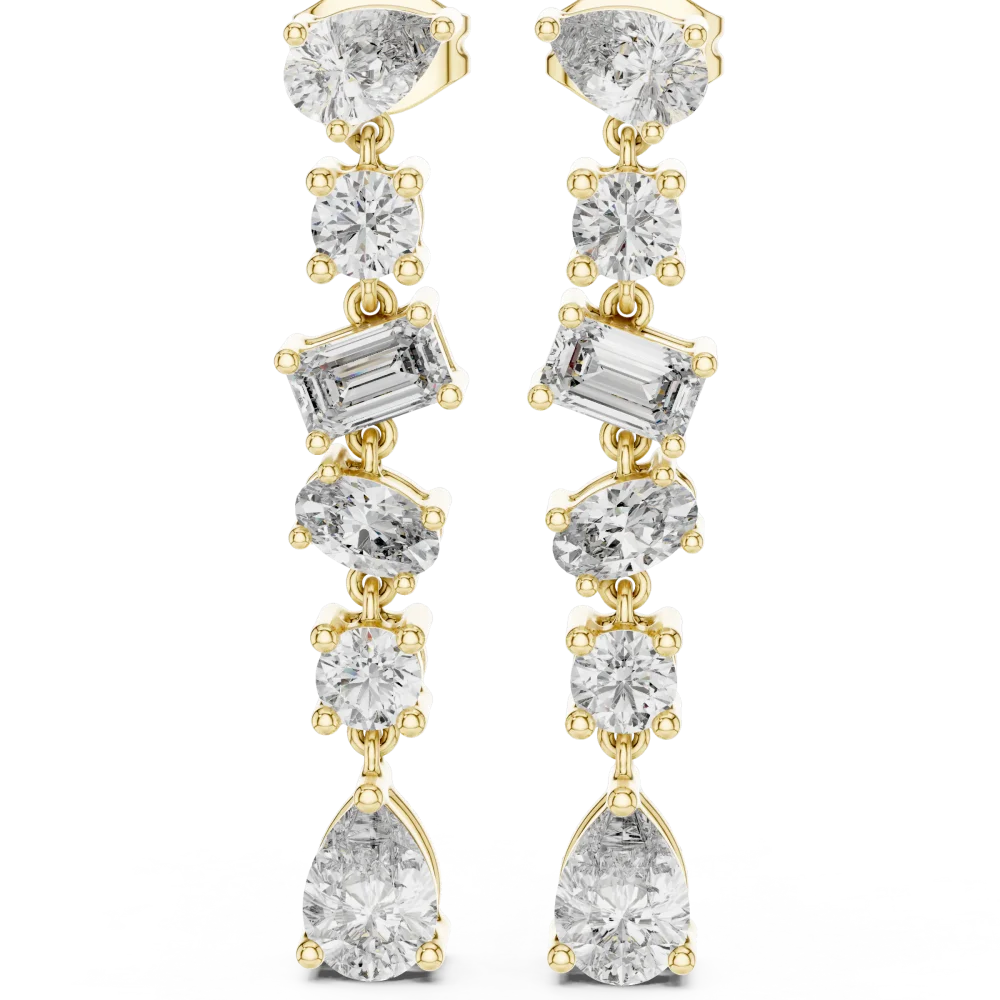 Ethereal Mixed-Cut Multi-Shape Drop Dangler Earrings - Image 2