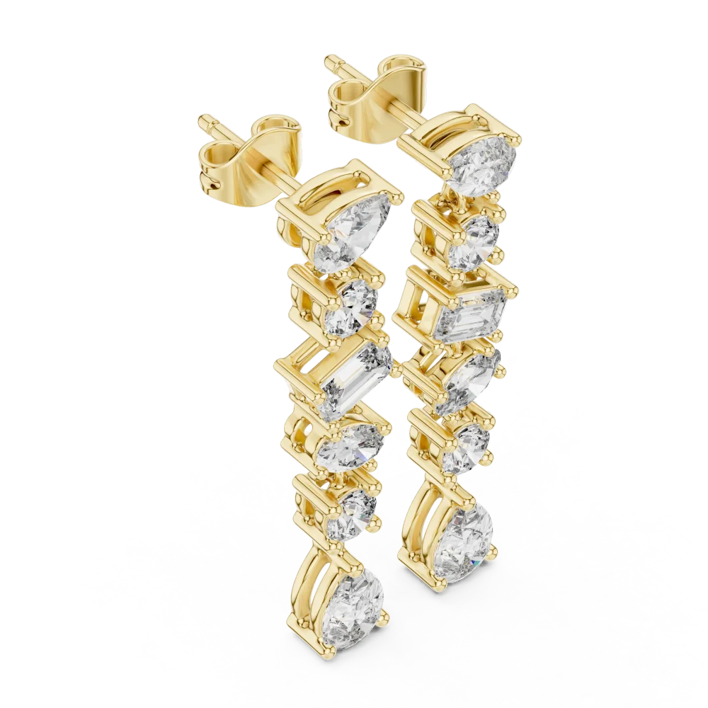 Experience the allure of mixed-cut DIAMEUR lab-grown diamonds in these fluid drop earrings. Elevate your style—discover the brilliance today.