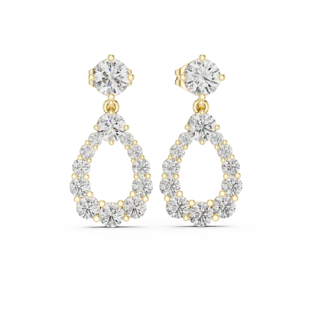 Luminary Round Brilliant Pavé-Set Pear Silhouette Drop Earrings - Image 2