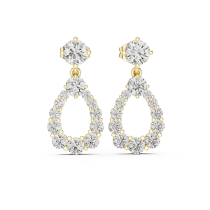 Luminary Round Brilliant Pavé-Set Pear Silhouette Drop Earrings - Image 2
