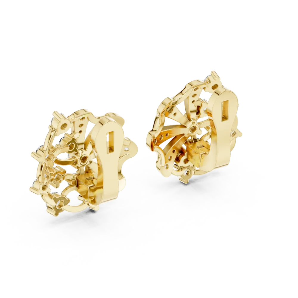 Luminary Round Brilliant Pavé-Set Architectural Stud Earrings - Image 4