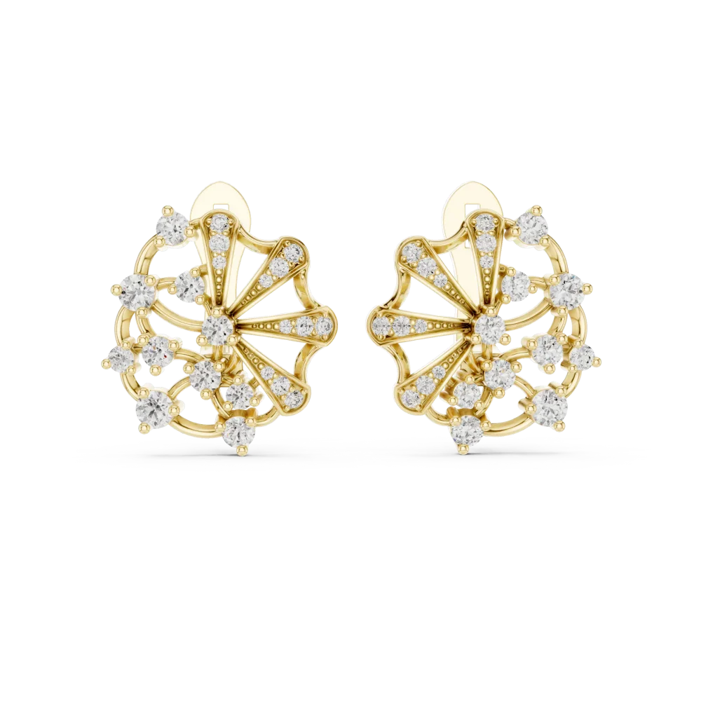 Luminary Round Brilliant Pavé-Set Architectural Stud Earrings - Image 2