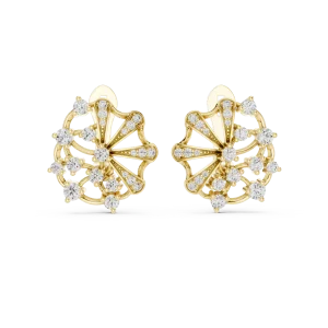 Luminary Round Brilliant Pavé-Set Architectural Stud Earrings - Image 2