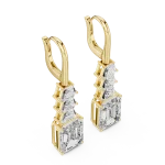 Architectural Emerald and Trapezoid Cut Statement Drop Earrings