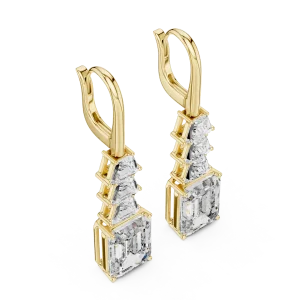 Architectural Emerald and Trapezoid Cut Statement Drop Earrings