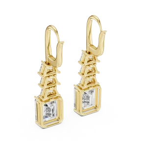 Architectural Emerald and Trapezoid Cut Statement Drop Earrings - Image 4