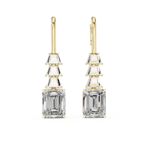 Architectural Emerald and Trapezoid Cut Statement Drop Earrings - Image 2