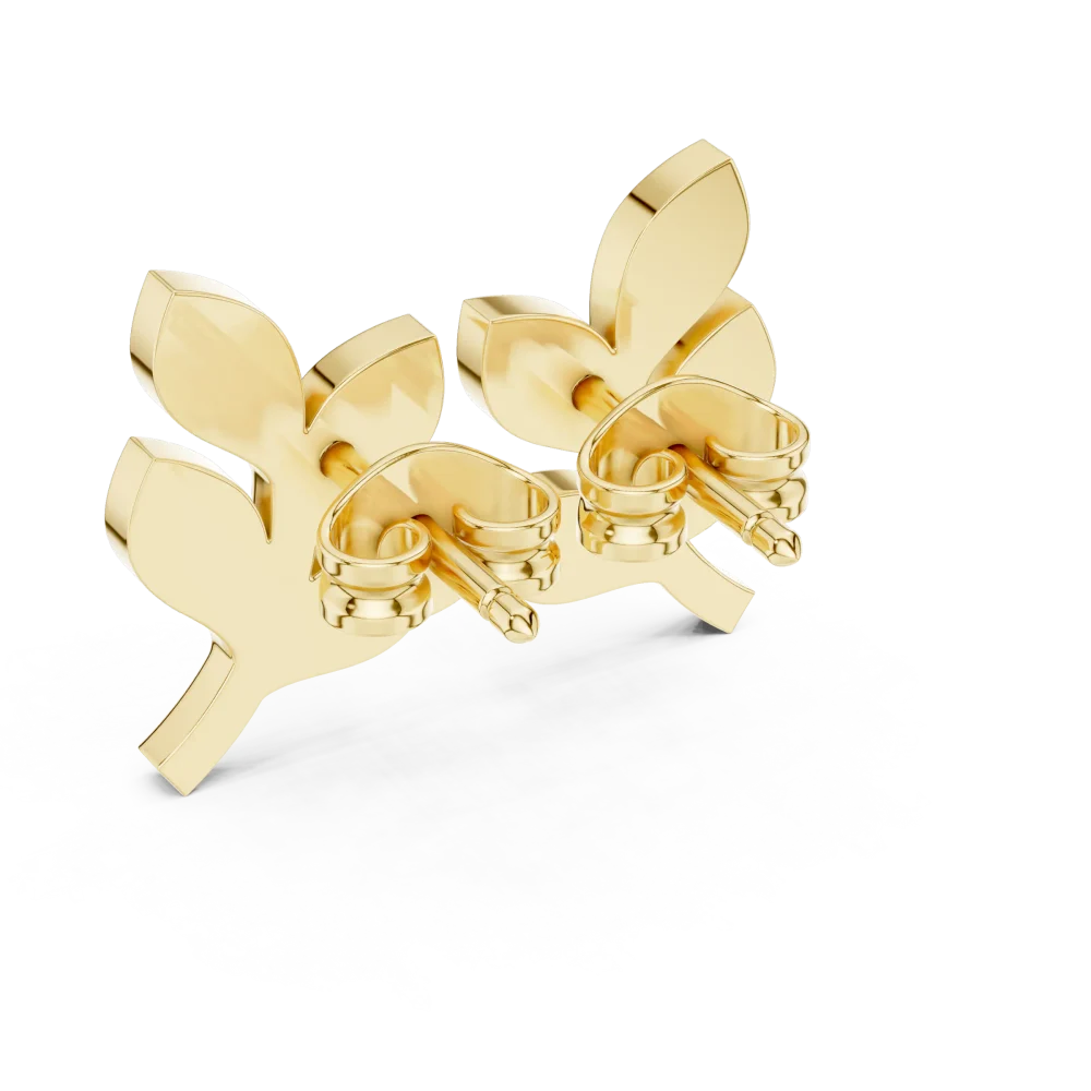 Ethereal Foliage Round Brilliant Pavé-Set Stud Earrings - Image 3