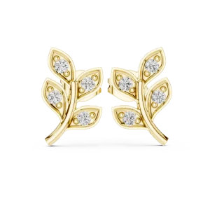 Ethereal Foliage Round Brilliant Pavé-Set Stud Earrings - Image 2